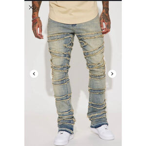 Men's NOVA MEN Light Blue Ripped Skinny Jeans Waist 34